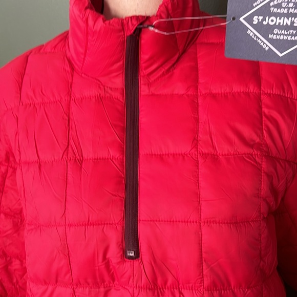New women Sz M red St John’s Bay halfway zip puffer casual packable jacket coat - Picture 6 of 11